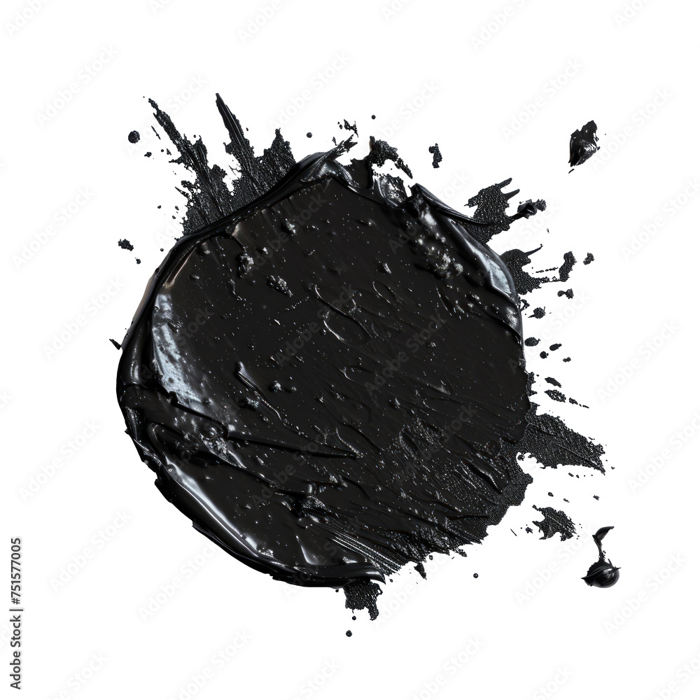 Poster a black blob with a splash of paint on it isolated on transparent background, png