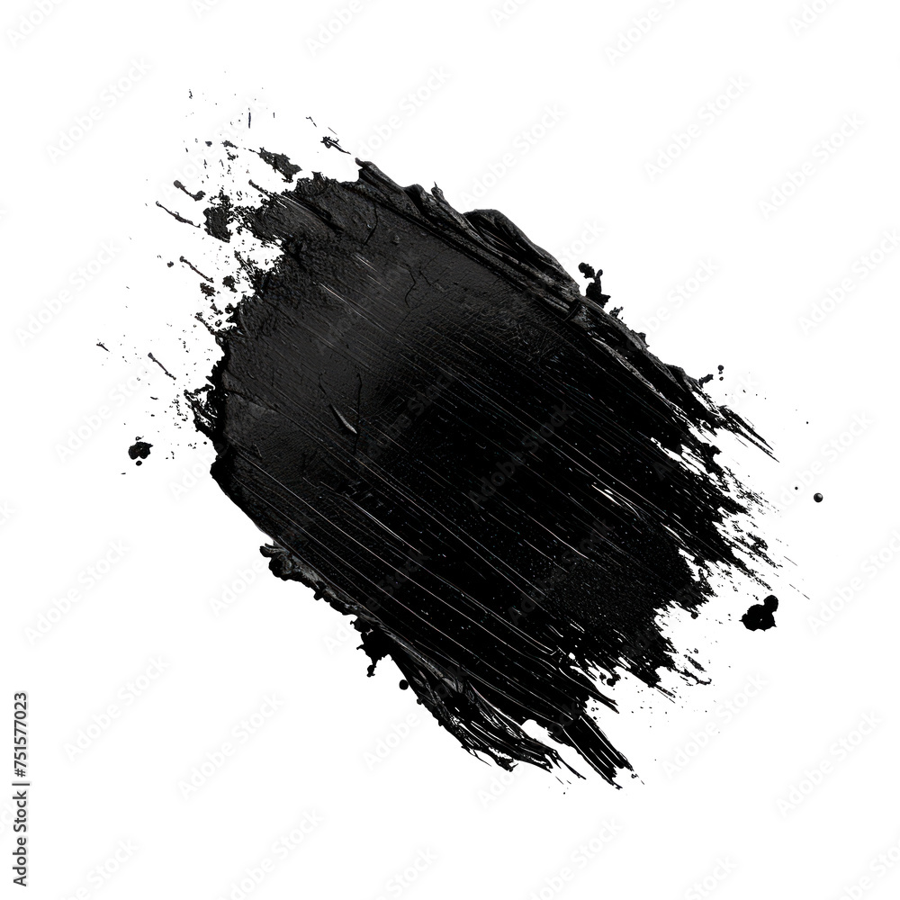 Poster a black blob with a splash of paint on it isolated on transparent background, png