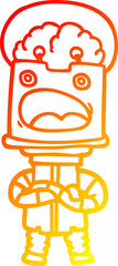 warm gradient line drawing cartoon robot
