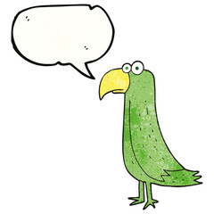 speech bubble textured cartoon parrot