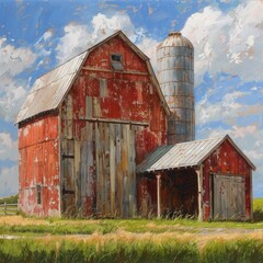 Farm scenes barns,oil painting style
