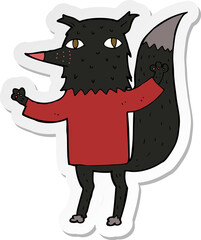 sticker of a cartoon wolf