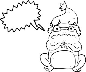 speech bubble cartoon frog in christmas hat
