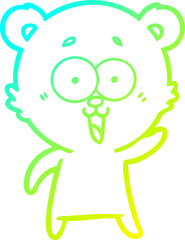 cold gradient line drawing laughing teddy  bear cartoon