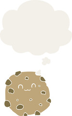 cartoon biscuit and thought bubble in retro style