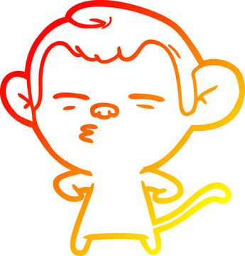 recommend clip art: warm gradient line drawing cartoon suspicious monkey