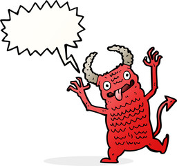 cartoon demon with speech bubble