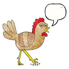 speech bubble textured cartoon chicken