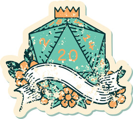 natural twenty D20 dice roll illustration