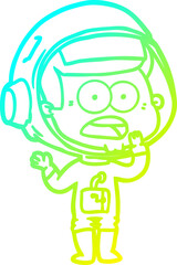 cold gradient line drawing cartoon surprised astronaut