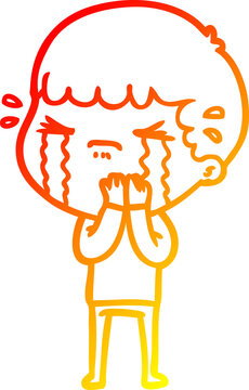 recommend clip art: warm gradient line drawing cartoon man crying