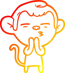 Obraz premium warm gradient line drawing cartoon suspicious monkey