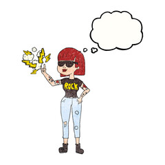 thought bubble textured cartoon rock woman