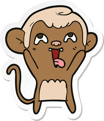 sticker of a crazy cartoon monkey