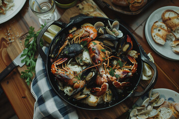 A delicious dish of Crayfish, Lobster with herbs and lemon