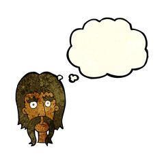 cartoon man with long mustache with thought bubble