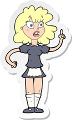 sticker of a cartoon worried maid