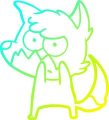 cold gradient line drawing cartoon annoyed fox