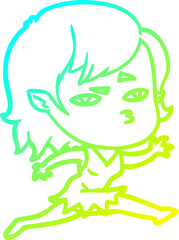 cold gradient line drawing cartoon vampire girl
