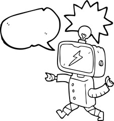 speech bubble cartoon little robot