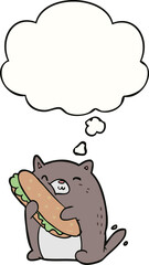 cartoon cat with sandwich and thought bubble