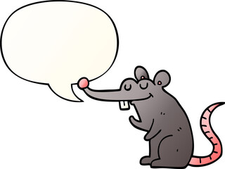 cartoon rat and speech bubble in smooth gradient style