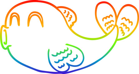 rainbow gradient line drawing cartoon fish