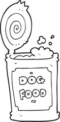 black and white cartoon dog food