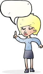 cartoon woman with idea with speech bubble