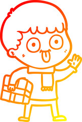 warm gradient line drawing cartoon man staring
