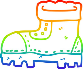 rainbow gradient line drawing cartoon work boot