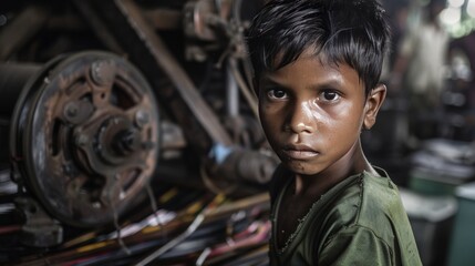 Portrait of a child in a poor Asian country.