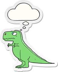 cartoon dinosaur and thought bubble as a printed sticker
