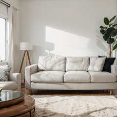 modern living room interior design with white sofa