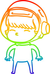 rainbow gradient line drawing cartoon curious astronaut