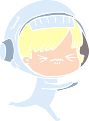 angry flat color style cartoon space girl