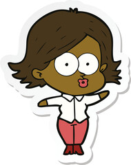 sticker of a cartoon girl pouting