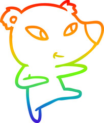 rainbow gradient line drawing cute cartoon bear