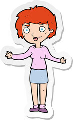 sticker of a cartoon confused woman