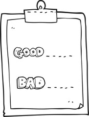 black and white cartoon clipboard