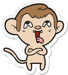 sticker of a crazy cartoon monkey