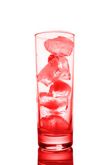 tall glass with ice isolated on white background.