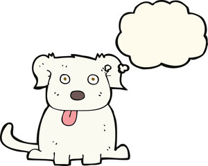cartoon dog with thought bubble