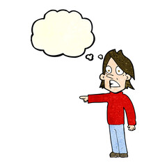 cartoon surprised man with thought bubble