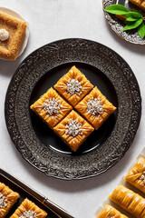 Turkish Dessert Antep Baklava Close Up Detailed Realistic