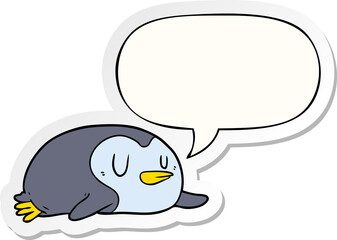 cartoon penguin and speech bubble sticker