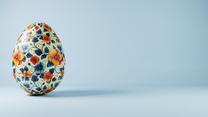 3D minimalist Easter egg design featuring a retro wave pattern, blending modern aesthetics with classic holiday charm.