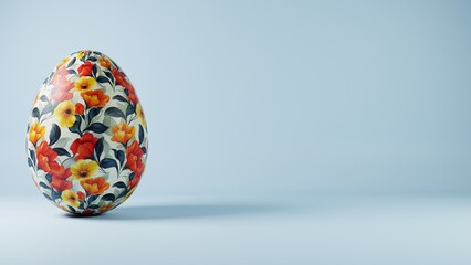 3D minimalist Easter egg design featuring a retro wave pattern, blending modern aesthetics with classic holiday charm.