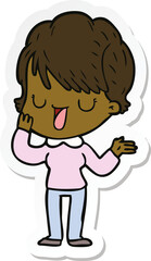 sticker of a cartoon woman talking