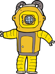 cartoon deep sea diver